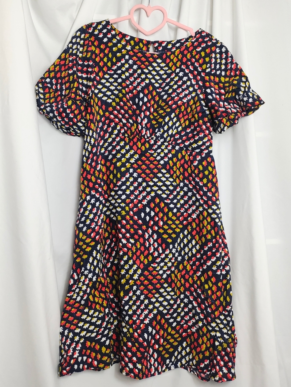 Anthropologie Dress Blue W\ Flowers Bubble Sleeves Size 2